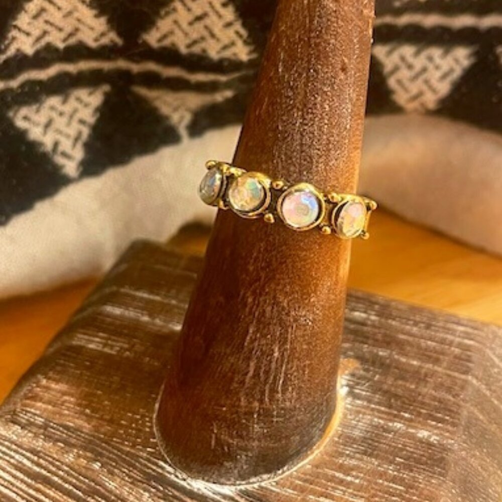 Opaln Four Stone Cabochon Stackable Gold Ring Siz… - image 1